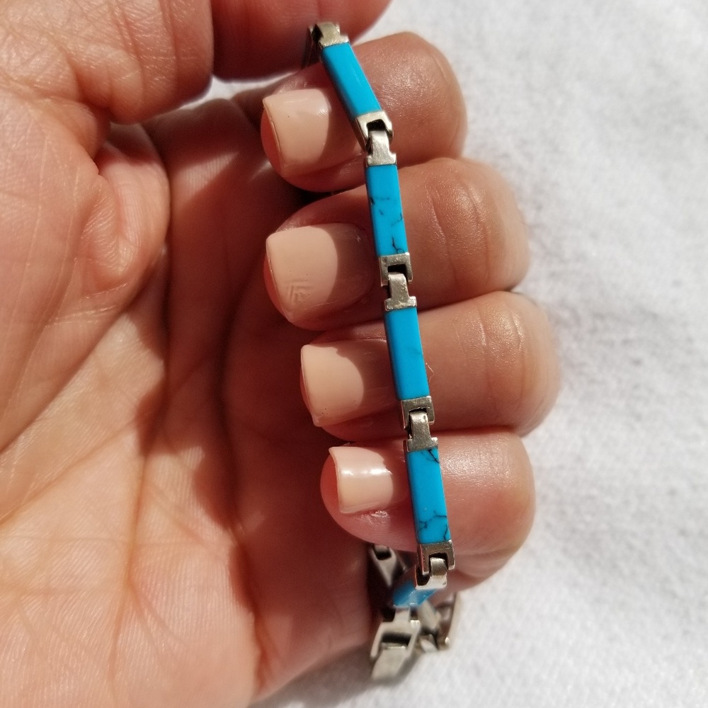 Silver Turkey stone bracelet
